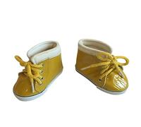 The New York Doll Collection Yellow Shiny Leather Doll Sneakers Trainers fits All 18 Inch/ 46 cm Dolls - for Fashion Girl Dolls - Doll Shoes - Doll Trainers