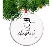 The Next Chapter Begins at 2025 - Graduation Christmas Ornament, College Friend Gifts, Graduated Ceramic Keepsake Bauble