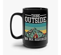 The Next Funny Hiker Hiking Think Outside No Box Required Nature Camping Mountains Coffee Mug For Men Women (Black, 15 OZ)