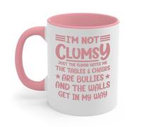 The Next I'm Not Clumsy Sarcastic Funny Saying Sarcastic Coffee Mug For Men Women (White - Pink, 11 oz)