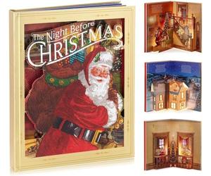 The Night Before Christmas Pop-Up Book, Flashlight Santa Toy Set, 3D Illustration Board Book with Light and Sound, Christmas Music Storybook Picture Books Gifts for Children at Christmas