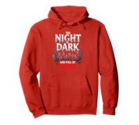 The Night is Dark and Full of Terrors Gothic Horror Pullover Hoodie, Adult Unisex, Red, L