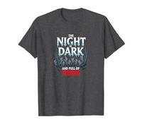 The Night is Dark and Full of Terrors Gothic Horror T-Shirt, Men, Dark Heather Grey, 5XL