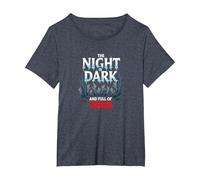 The Night is Dark and Full of Terrors Gothic Horror T-Shirt, Women's Plus, Heather Blue, 5X