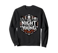 The Night Is Young Spooky Halloween Skull Design Sweatshirt