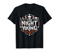 The Night is Young Spooky Halloween Skull Design T-Shirt