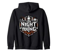 The Night Is Young Spooky Halloween Skull Design Zip Hoodie