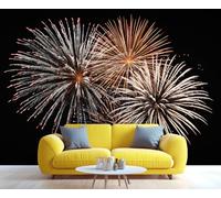 The Night Sky Sparkles with Fireworks 3D Wall Mural Self Adhesive Decoration, Mural for Bedroom Bathroom Living Room, Wallpaper Decor 300x230cm (Not Self-Adhesive)
