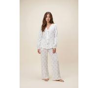 The Night Store Women's Floral Muslin Pyjama Trouser Set in White | Size: 6-8 The Night Store White 6-8