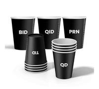 The Nightingale Originals 50 Pack 12 oz Single Wall Disposable Coffee Cups with Lid Assorted QD, BID, TID, QID, PRN 10pc each
