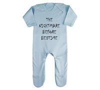 The Nightmare Before Bedtime Halloween Baby Romper Jumpsuit with feet, 3-6 Months, Pastel Blue