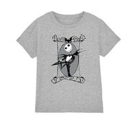 The Nightmare Before Christmas Boys Jack Skellington Frame Unisex Kids T-Shirt, Athletic Heather, 5-6 Years UK