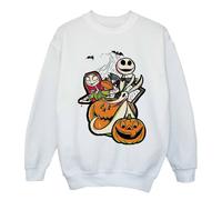 The Nightmare Before Christmas Girl's Pumpkin Sweatshirt in White | Size: 5-6 Years The Nightmare Before Christmas White 5-6 Years