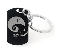 The Nightmare Before Christmas Keychain Jack and Sally Skellington Inspired Keyring Stainless Steel Jewelry For Women Men, Style 3, Medium