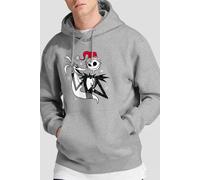The Nightmare Before Christmas Men's Jack Skellington Hoodie Light Grey | Size: Large The Nightmare Before Christmas Light Grey L