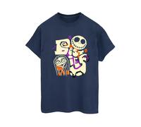 The Nightmare Before Christmas Women's Besties Cotton Boyfriend T-Shirt in Navy | Size: XL The Nightmare Before Christmas Navy XL