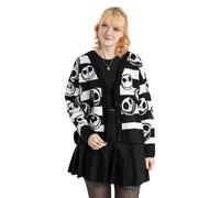 Disney The Nightmare Before Christmas Jack Skellington Womens Black and White Striped Cardigan | Long Sleeve V Neck Button Closure | Casual Wear Merch - XX-Large