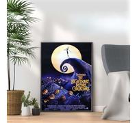 The Nightmare Before Christmas1993, Gothic Movie Art Prints of Tim Burton - Dark Fantasy Wall Art, Surreal Illustration Posters for Home Decor, Spooky Cute Wall Decor for Fans (A3 Framed (White))