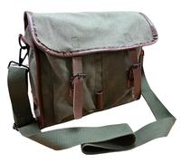 The Ninth Gate Dean Corso Mysterious Satchel Replica Vintage French Military Musette Canvas & Cowhide Leather Crossbody Shoulder Messenger Bag Green