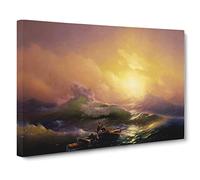 The Ninth Wave By Ivan Aivazovsky Canvas Print | Gallery Wrapped 30mm Frame Wall Art | 24x16 inches | Ready to Hang | Coastal Seascape Picture | Living Room Bedroom Lounge Office