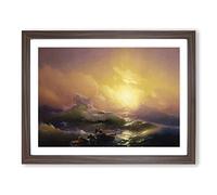 The Ninth Wave By Ivan Aivazovsky Classic Painting Framed Print | A2 Walnut Framed Wall Art | Ready to Hang | Classic Nautical Picture | Living Room Bedroom Lounge Office