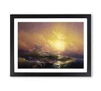 The Ninth Wave By Ivan Aivazovsky Classic Painting Framed Print | A4 Black Framed Wall Art | Ready to Hang | Classic Nautical Picture | Living Room Bedroom Lounge Office