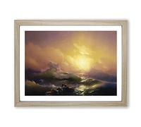 The Ninth Wave By Ivan Aivazovsky Classic Painting Framed Print | A4 Oak Framed Wall Art | Ready to Hang | Classic Nautical Picture | Living Room Bedroom Lounge Office
