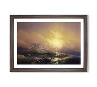 The Ninth Wave by Ivan Aivazovsky Framed Print | A2 Walnut Framed Wall Art | Ready to Hang | Modern Nautical Picture | Living Room Bedroom Lounge Office