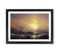 The Ninth Wave by Ivan Aivazovsky Framed Wall Art Print A2 Black