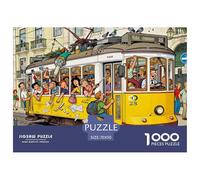 The No. 28 Tram in Lisbon Is Packed Wooden Jigsaw Puzzle Waterproof 1000 Piece Puzzles for Adults Impossible Challenging Games