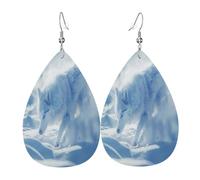 The noble and sacred snow wolf Women's Teardrop Leather Earrings - Lightweight PVC Dangle Earrings, 925 Silver Hooks, Double-Sided Prints | Hypoallergenic Gift