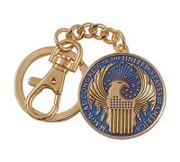 The Noble Collection Fantastic Beasts MACUSA Emblem Keychain - 1.5in (3.5cm) Finely Detailed Gold Enamelled Keychain - Officially Licensed Film Set Movie Props Gifts
