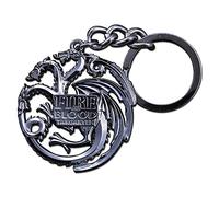 The Noble Collection Game of Thrones Targaryen Gun Metal Sigil Keychain - 2in (4.5cm) Targaryen House Crest - Officially Licensed TV Show Merchandise Gifts