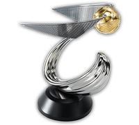The Noble Collection Harry Potter Golden Snitch Sculpture - 7in (18cm) 24k Gold and Silver Plated Sculpture on Wood Display Base - Officially Licensed Film Set Movie Props Gifts