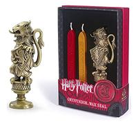 The Noble Collection Harry Potter Gryffindor Wax Seal - 6.5in (16.5cm) Die Cast Metal Stamp and Coloured Red and Gold Wax Set - Officially Licensed Film Set Movie Props Gifts Stationery