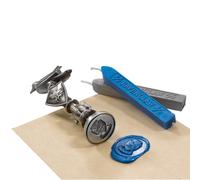 The Noble Collection Harry Potter Ravenclaw Wax Seal - 6.5in (16.5cm) Die Cast Metal Stamp and Coloured Blue and Silver Wax Set - Officially Licensed Film Set Movie Props Gifts Stationery