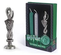 The Noble Collection Harry Potter Slytherin Wax Seal - 6.5in (16.5cm) Die Cast Metal Stamp and Coloured Green and Silver Wax Set - Officially Licensed Film Set Movie Props Gifts Stationery