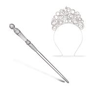 The Noble Collection Wicked Glinda Roleplay Bundle - Training Wand & Bubble Tiara in Silver The Noble Collection Silver