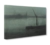 The Nocturne Blue And Silver By James Mcneill Whistler Canvas Print | Gallery Wrapped 30mm Frame Wall Art | 30x20 inches | Ready to Hang | Classic Picture | Living Room Bedroom Lounge Office