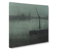 The Nocturne Blue And Silver by James McNeill Whistler Canvas Print | Gallery Wrapped 30mm Frame Wall Art | 14x14 inches | Ready to Hang | Classic Picture | Living Room Bedroom Lounge Office