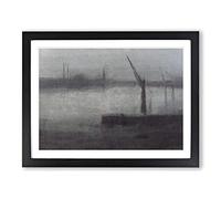 The Nocturne Blue And Silver By James Mcneill Whistler Classic Painting Framed Print | A2 Black Framed Wall Art | Ready to Hang | Classic Historical Picture | Living Room Bedroom Lounge Office