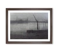 The Nocturne Blue And Silver By James Mcneill Whistler Classic Painting Framed Print | A3 Walnut Framed Wall Art | Ready to Hang | Classic Historical Picture | Living Room Bedroom Lounge Office
