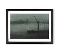 The Nocturne Blue and Silver by James McNeill Whistler Framed Print | A2 Black Framed Wall Art | Ready to Hang | Modern Nature Picture | Living Room Bedroom Lounge Office