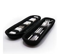 The Nomads Kitchen Portable Cutlery Set with Case | Reusable Stainless Steel Knife, Fork, Spoon & Straw + Salt, Pepper & Sugar | Camping Cutlery Set for Travel, Work, Hiking & Outdoor Eating