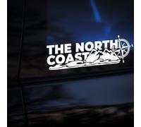 The North Coast Decal Sticker - Mountain Wave Compass Sticker - Vanlife Adventure Vinyl for Campervan Car Van Laptop - Outdoor Travel Nature Explorer Sticker for UK Road Trip Lovers