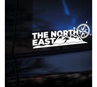 The North East Decal Sticker - Mountain Wave Compass Sticker - Camper Vanlife Adventure Vinyl - Outdoor Travel Nature Explorer Car Sticker for UK Road Trip and Hiking Enthusiasts