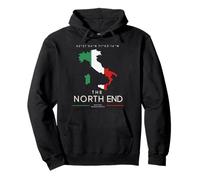 The North End Boston Italian Flag MA Ancestry Map Vintage Pullover Hoodie