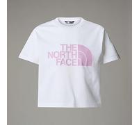 The North Face Girl's S/S Crop Easy T-Shirt, TNF White/Cyber Pink, 7/8 Years