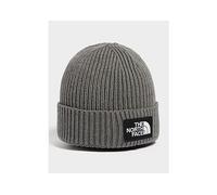 The North Face Mens Medium Grey Heather Folded-brim Brand-patch Knit Beanie Hat