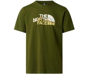 The North Face Men’s Mountain Line Regular Graphic T-Shirt - Soft Cotton Essential - Water-Based Graphic Print - Green, XS
